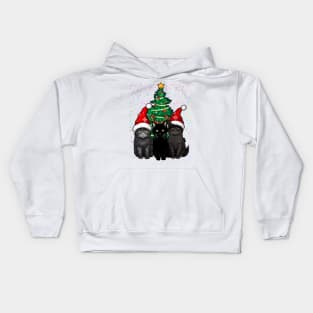 Funny Black Cat Christmas Tree Xmas Pajamas For Cat Lover Kids Hoodie